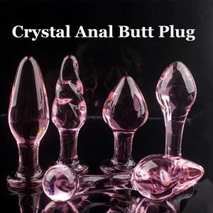 5 Styles Rose Cristal Butt Plug Pyrex Verre Anal Gode Boule Perle Faux Pénis Femelle Masturbation Sex Toys Pour Adultes Femmes Hommes Gay