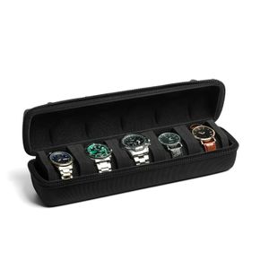 5 montres étui de voyage rouleau Portable Eva montre étui de transport rouleau boîte de rangement organisateur avec oreillers en mousse souple pour hommes et femmes 240104