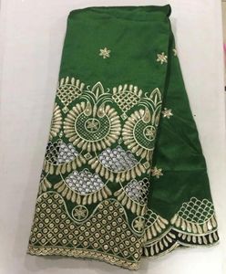 5 yardspc Nouveau tissu de coton vert de mode avec paillettes dorées Design African George Lace Fabric pour vêtements OG348343405