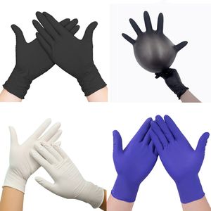 Guantes desechables de goma de látex de nitrilo para lavar platos/cocina/trabajo/jardín/limpieza del hogar, guantes negros/azules, 50/100 Uds.