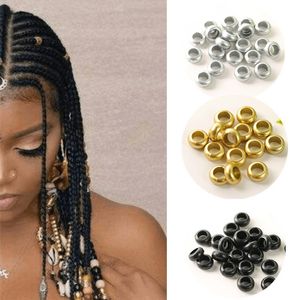 50 200 Uds anillos de pelo africano puños tubos dijes Dreadlock trenzas Dread accesorios de decoración de joyería cuentas doradas y plateadas 220720