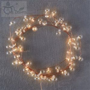 50 LED Cuivre Chaîne Ampoules Verre Bulle gerlyanda Décoratif De Noël Feston Lumières pour la Maison De Vacances Décoration Garland 201203