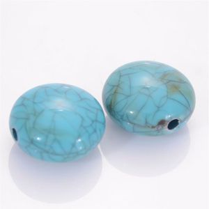 50 pièces 10x17mm plat rond perle en vrac craquelé perles acryliques craquelé Turquoise perle pour bijoux à bricoler soi-même faisant des accessoires 239n