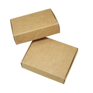 50 Uds. Caja de regalo de papel pequeña marrón Vintage de 8,5x7x2cm, recuerdo de fiesta de Navidad, cajas de cartón para manualidades de dulces