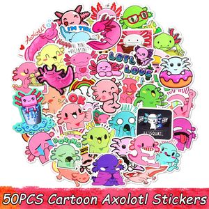 50 pièces mignon Animal Axolotl dessin animé autocollants pour enfants cadeau étanche décalcomanies valise vélo Skateboard ordinateur portable autocollant