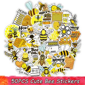 50 Uds. Pegatinas de abeja bonitas juguetes para niños regalo dibujos animados miel insectos pegatinas de animales para DIY Laptop teléfono nevera tetera bicicleta coche calcomanía