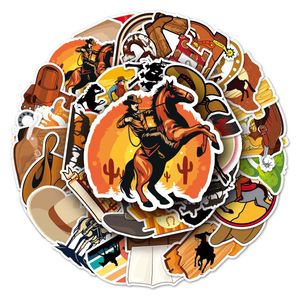 50 pièces western cowboy créatif graffiti personnalité moto décoré PVC coque de téléphone dessin animé bricolage casque autocollant