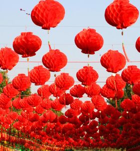 50 piezas de una linterna de plástico rojo tradicional de 6 pulgadas para 2020 Decoración de Año Nuevo chino Hang Waterproof Festival Lanterns6147968