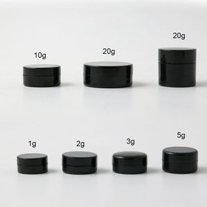 50 x Travel Portable Small 1g 2g 3g 5g 10g 20g Plastic Black Cream Jar Pot Box Maquillaje Nail Art Cosmetic Bead Storage Container 201013