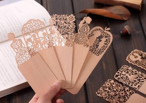 500 PCS Creative Vintage Hollow Wood Book marker Lovely Girl Bookmarks For Books Kids Gift School Supplies