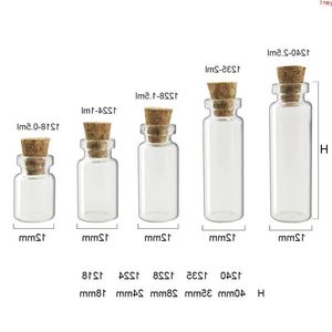 500 x Botellas de muestra de vidrio lindas pequeñas con frascos de tapón de corcho de los deseos de Crok Contenedores 05ml 1ml 15ml 2ml hasta 5mlcantidad alta Qwvbo