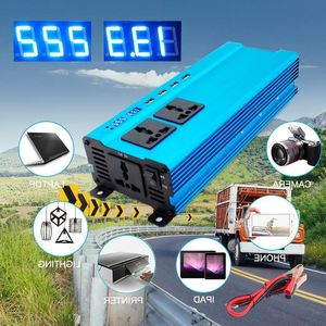 Freeshipping 5000-6000 Watt 4USB Inversor de corriente portátil para automóvil DC 12V / 24V a AC 220V / 230V / 240V Adaptador de cargador Convertidor Voltímetro Univer Jvop