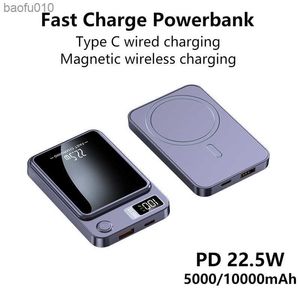 5000mAh pour MagSafe chargeur Power Bank 10000mAh en alliage d'aluminium magnétique sans fil charge batterie externe batterie pour Mobiles L230619
