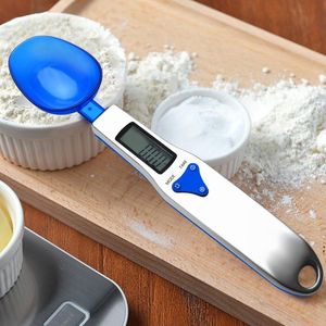 Balanza electrónica LED portátil de 500g/0,1g, cuchara medidora, dieta de alimentos, Balanza Digital de cocina azul Postal, herramienta de medición RRE13013