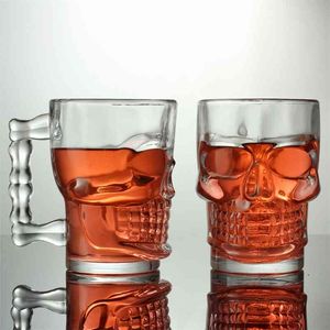 500 ml Skull Beer Glasses Taza de café Tazas de café y tazas transparentes con mango Copa de vino para Club Bar Halloween Parte 210804