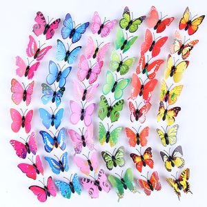 500 pièces/sac PVC 6cm simulation papillon créatif coloré décoration réfrigérateur mur 3D autocollant avec magnétique/autocollant/broche papillon P246