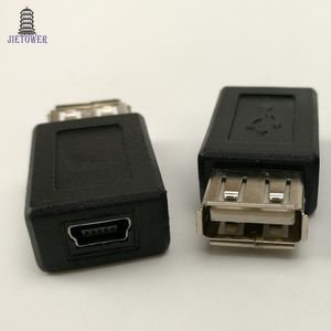 500 unids/lote USB 2,0 de alta velocidad tipo A hembra a Mini USB 5pin B hembra convertidor conector cargador transferencia datos sincronización adaptador