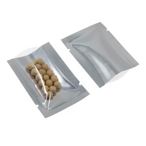 500pcs / lot sacs en papier d'aluminium à dessus ouvert thermoscellable sac d'emballage sous vide pour collation avant transparent feuille de mylar pochette d'emballage de stockage des aliments 5x7 cm