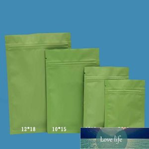 Sac plat en aluminium vert mat à fermeture éclair, 500 pièces, fermeture éclair refermable, sucre, sel, collation, noix, thé, grains de café, beauté des ongles