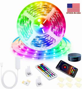 5050 RGB Wifi contrôleur LED bande lumineuse 5M 30led m bande de ruban flexible néon étanche + contrôle de musique Bluetooth + adaptateur secteur 12V