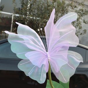 Toma de fotografías al aire libre de 50 cm y reloj en simulación, arte floral hecho a mano, flores de plástico, accesorios de decoración de boda de mariposa de seda grande