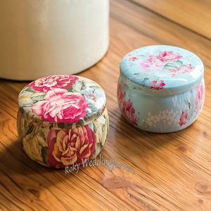 Cajas de lata de té de flores portátiles de 50CS, suministros de decoración para fiestas, contenedor de té en forma de tambor, latas, paquete de regalo, Ideas para despedida de soltera