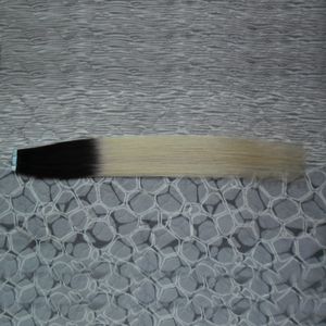 50g cheveux vierges brésiliens droits raides # 1B/613 deux tons ombre cheveux brésiliens 20 pcs/lot extensions de cheveux de bande de trame de peau
