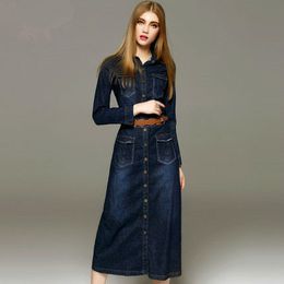 Robe en denim pour femmes, nouvelle mode, décontractée, ample, manches longues, t-shirt, grande taille, 50 pièces, automne