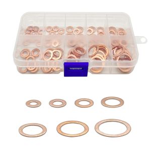 Kit de surtido de sello de anillo plano de 50 piezas/100 piezas de lavadora de cobre y perno con caja M4/m5/m6/m8/m10/m12/m14 para enchufes de sumidero