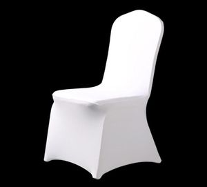 50pcs 100pcs Stretch Elastic Universal White White Spandex Maridal Chair Covers for Weddings Party Banquet El Polyester tissu T200606737056
