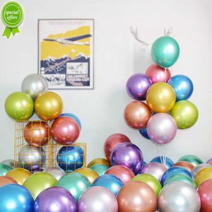 50 pcs 10 pouces Brillant Métal Perle Latex Ballons Épais Chrome Métallique Couleurs hélium Air Balls Fête D'anniversaire Décor