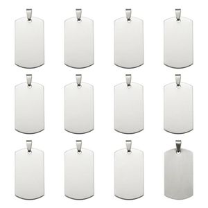 50 Uds. Colgantes de etiqueta de estampado en blanco rectangulares de acero inoxidable 201 con fianza a presión F80 suministros para fabricación de collares de joyería DIY 211268e