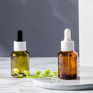 50 Uds. Botella cuentagotas de 30ml líquido de aromaterapia de vidrio ámbar para botellas rellenables de pipeta de aceite esencial