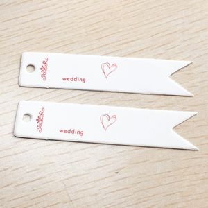 50pcs 7x1.5cm Paper de papel múltiple Regalo de regalos Hang Etiqueta gracias Red Heart Long Sapy Wedding Decor Etiquetas Tarjeta