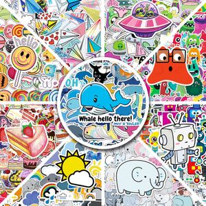 50 PCS Adorables Autocollants De Dessin Animé DIY Décoratif Enfants Graffiti Autocollant Mixte Étui De Téléphone Bagages Autocollant Étanche Aliens Robots Gâteaux Sucette Avion En Papier 9 Thèmes