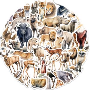 50 pièces autocollant animal africain vie réelle simulé animaux des prairies autocollants graffiti autocollants mignons animaux du monde entier décalcomanies pour ordinateur portable guitare skateboard bagages