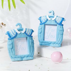 50 PCS Bébé Garçon Douche Faveurs Bleu Bébé Vêtements Cadre Photo Une Pièce Costume Place Carte/Photo Titulaire Fête D'anniversaire Décoration Fournitures