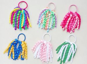 bébé O A-korker Ponytail diverses couleurs Corker rubans bouclés banderoles Cheer arcs de cheveux avec corde de cheveux élastique Cheerleading hairbanPD002