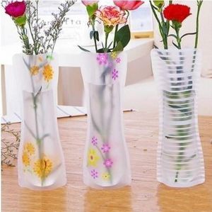 50pcs créatif clair PVC Vases en plastique sac d'eau écologique pliable Vase à fleurs réutilisable maison décoration de fête de mariage RH3641