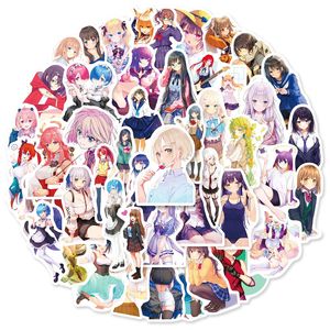 50 pièces mignon Anime fille autocollants pour étui de voyage mode adolescent enfants ordinateur portable bouteille d'eau vélo guitare bagages téléphone ordinateur planche à roulettes