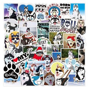 Autocollants chien Husky mignon, étiquette Graffiti chien sibérien, jouet pour enfants, Skateboard, voiture, moto, vélo, vente en gros, 50 pièces