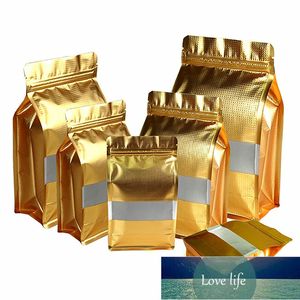 50pcs or feuille d'aluminium fenêtre sac refermable en relief céréales biscuit sucre maïs fruits noix collation cadeaux emballage pochettes prix usine conception experte qualité