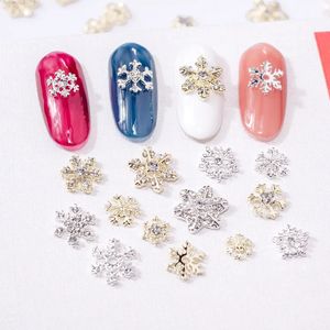 50pcs Gold / Silver Snowflakes Nail Art Decorations Multi-Shaps Nail Metal Designs Charms Sparkle Nail Art Supplies Stones 240401