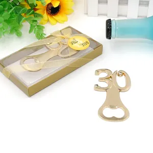 50PCS Golden Party Giveaways Digital 30th Design Gold Bottle Opener Wedding Souvenir 30 Beer Opens in Gift Box