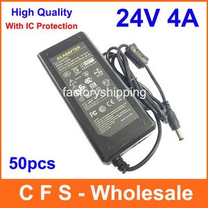 50pcs High Quality AC DC 24V 4A Power Supply Adapter 24V 96W Adaptor Charger Express Free shipping