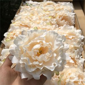 50 PCS Haute Qualité Soie Pivoine Têtes De Fleurs Décoration De Fête De Mariage Simulation Artificielle Soie Pivoine Camélia Rose Fleur Décoration De Mariage