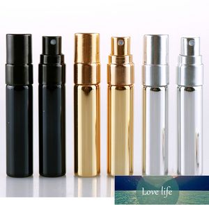 50 unids/lote 5ML botella de Perfume de vidrio recargable portátil con pulverizador de aluminio Vial de Perfume cosmético vacío para viajero