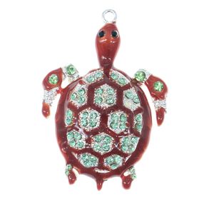 50 PCS/Lot Chine En Gros Femmes Bijoux Strass Animal Pendentif Émail Tortue De Mer Tortue Pendentif Charme Pour Collier