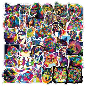 50 unids/lote de pegatinas de colores para gatos y perros, pegatinas de grafiti con personalidad para motocicleta, scooter, coche, guitarra, carrito