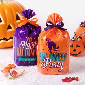 50 unids/lote bolsa de decoración de fiesta de galletas de dibujos animados de Halloween bolsas de embalaje de joyería de regalo pequeño bolsillo plano de comida
